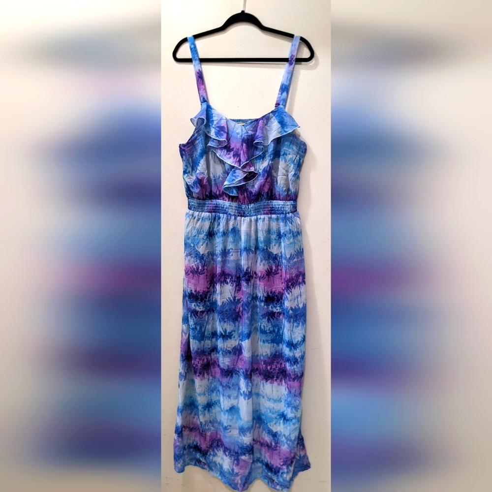 Blue and Purple Sleeveless Maxi Dress